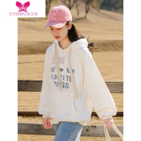 YUNWUXIN初中学生时尚卫衣女2022新款少女宽松休闲连帽上衣高中生大童