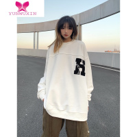 YUNWUXIN合法外星人美潮卫衣女薄款圆领美式高街设计感小众oversize男