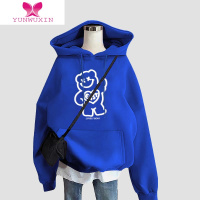 YUNWUXIN克莱因蓝色卫衣女连帽秋季薄款2022新款加绒加厚大码套头外套