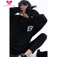 YUNWUXINAce 扭曲B字母刺绣polo领卫衣女2022秋季新款宽松潮牌上衣