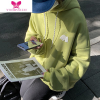 YUNWUXIN牛油果绿卫衣oversize连帽翅膀上衣女设计感小众美式复古外套