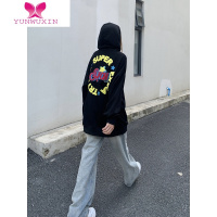 YUNWUXIN合法外星人刺绣连帽卫衣男女薄款2022年新款潮ins宽松情侣款