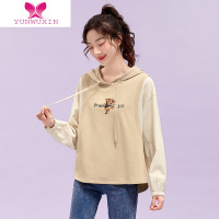 YUNWUXIN假两件连帽卫衣女2022年新款韩版简约宽松拼接上衣外套