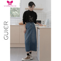 YUNWUXIN「GUI黑色半高领卫衣女2022新款打底衫设计感小众上衣