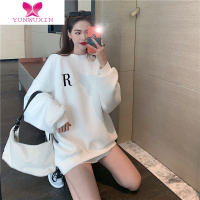 YUNWUXIN白色圆领卫衣女2022新款款韩版BF慵懒风宽松加厚长袖上衣