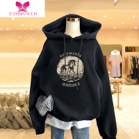 YUNWUXIN墨绿色2022年新款连帽卫衣女薄款i韩版宽松慵懒加绒加厚外套