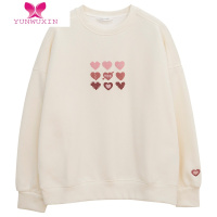 YUNWUXIN爱情九宫格//2022年秋季新款印花圆领宽松显瘦长袖卫衣女
