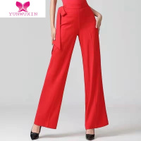 YUNWUXIN夏季新款高腰阔腿裤妈妈装修身显瘦跳裤拉丁舞国标舞蹈长裤子