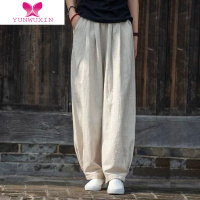 YUNWUXIN亚麻女裤早秋中国风禅意打坐太极裤麻料裤子女显瘦灯笼裤棉麻长裤