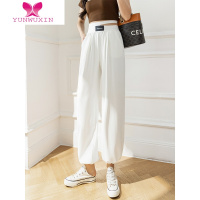 YUNWUXIN白色宽松束脚运动爵士跳裤2022新款夏季薄款美式抽绳卫裤显瘦