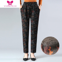 YUNWUXIN妈妈花裤子加绒加厚外穿直筒中老年人女裤宽松奶奶装长裤冬款