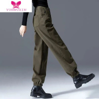 YUNWUXIN军绿色工装裤女2022新款女裤束脚运动女裤子直筒休闲哈伦长裤