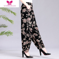 YUNWUXIN中老年女裤大码宽松棉绸阔腿灯笼裤休闲民族风广场舞蹈女长裤