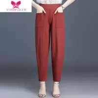 YUNWUXIN2022秋季哈伦裤中年宽松弹力大码休闲裤高腰显瘦灯笼裤萝卜裤