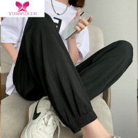 YUNWUXIN冰丝运动裤女裤特大码夏季薄款休闲情侣哈伦裤束脚ins灯笼裤300斤