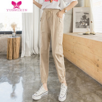 YUNWUXIN工装裤子女夏季薄款冰丝速干运动女裤宽松束脚九分休闲萝卜哈伦裤