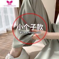 YUNWUXIN夏季薄款丝滑冰丝女裤2022新款加长版高个子直筒高腰垂感阔腿西裤