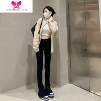 YUNWUXIN175高个子加长马蹄牛仔裤女微喇叭裤显瘦弹力修身拖地裤潮