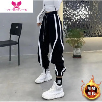 YUNWUXIN欧货线条拼色休闲卫裤女早2022年新款洋气宽松束脚裤哈伦裤