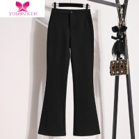 YUNWUXIN秋季新款2022胖妹妹大码黑色微喇叭裤女高腰显瘦休闲九分西装裤子