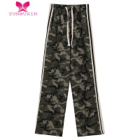 YUNWUXIN港味迷彩裤女早秋高街运动裤设计感休闲裤美式复古工装裤拖地裤子