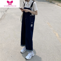 YUNWUXIN2022年减龄气质牛仔背带裤女宽松大码胖mm洋气韩版直筒长裤子