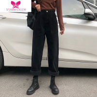 YUNWUXIN复古灯芯绒阔腿裤女早秋长裤子休闲工装裤宽松高腰显瘦直筒长裤潮