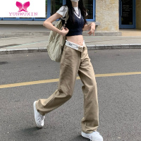 YUNWUXIN卡其色直筒休闲裤女装夏季小个子高腰宽松设计感小众阔腿裤子长裤