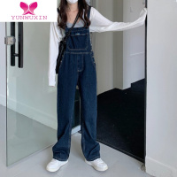 YUNWUXIN夏季2022新款高腰牛仔背带裤女宽松直筒薄款阔腿裤小个子裤子显瘦