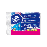 维达(Vinda)清洁湿厕纸卫生成人湿巾便携湿纸巾家庭装40片x5包抽纸1包dd