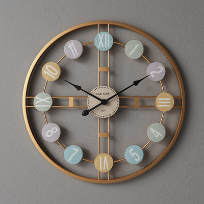创意时钟 北欧风个性潮流艺术现代家用简约客厅挂钟 钟表 金色框黑针直径50CM(罗马+数字) 20英寸以上