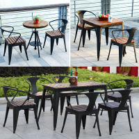 室外桌椅咖啡厅休闲桌椅组合庭院阳露台外摆户外花园塑木桌 椅子