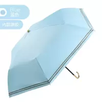 天堂伞伞防晒黑胶折叠女小巧便携带遮阳两用晴雨太阳伞 蓝色/黑胶(英伦风情)