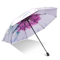 天堂伞伞中国风牡丹晴雨伞女折叠双层防晒太阳伞遮阳伞两用 粉色(牡丹)