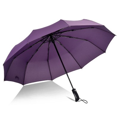 天堂伞伞全自动雨伞男女大号双人三折叠开收加固学生晴雨伞两用 紫色(十骨全自动)