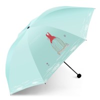 天堂伞伞创意漫画遮阳伞太阳伞女折叠晴雨伞两用男女防晒伞 浅绿色