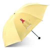 天堂伞伞创意漫画遮阳伞太阳伞女折叠晴雨伞两用男女防晒伞 黄色