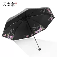 天堂伞伞太阳伞女防晒晴雨伞折叠两用小清新黑胶遮阳伞学生 紫色