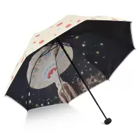 天堂伞伞太阳伞防晒女遮阳伞女神黑胶小清新晴雨伞两用折叠 米色
