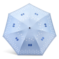 天堂伞伞太阳伞防晒遮阳伞雨伞女韩国小清新晴雨两用三折叠 天蓝色