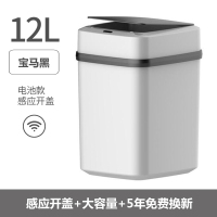 智能垃圾桶感应家用客厅创意闪电客自动厨房大号分类带盖电动垃圾筒 电池款12L白+黑ABS材质
