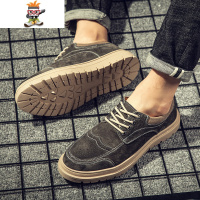 低帮马丁鞋男韩版潮流百搭内增高布洛克英伦鞋子商务休闲皮鞋男潮 闪潮休闲鞋