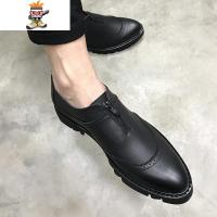 潮流厚底英伦男士松糕皮鞋黑色青年休闲鞋子韩版内增高6cm男鞋 闪潮休闲鞋