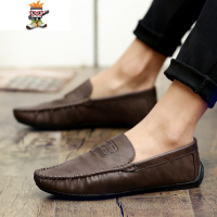 2022新款春季社会男士豆豆鞋男韩版百搭个性软皮鞋休闲潮流懒人鞋 闪潮休闲鞋