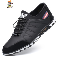 内增高悠闲鞋韩版平底鞋配休闲裤子防滑搭牛仔裤上班工作曾高男鞋 闪潮高帮鞋