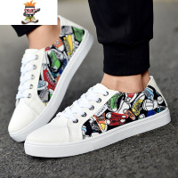 春季男鞋子平底休闲鞋韩版潮流板鞋男士小白鞋学生百搭低帮帆布鞋 闪潮