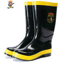 橡胶雨靴男士工作鞋消防靴防护雨鞋防穿刺带钢板套鞋安全水靴泥鞋 闪潮雨靴