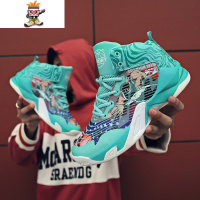高帮涂鸦鞋男篮球春季2022新款学生鞋子男潮鞋百搭球鞋男士运动鞋 闪潮高帮鞋