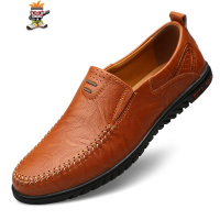 2022秋季男鞋软底休闲皮鞋男士软皮套脚豆豆鞋时尚个性驾车鞋 闪潮休闲鞋
