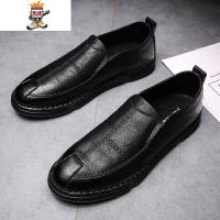 春季豆豆鞋男韩版潮流百搭英伦小皮鞋软底休闲开车懒人鞋一脚蹬 闪潮休闲鞋